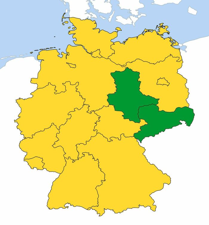 Karte der Bundesländer Sachsen und Sachsen-Anhalt
